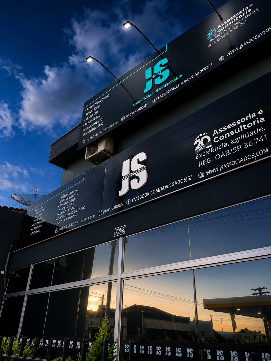 Fachada da sede da JS Advogados em Santa Bárbara d'Oeste - SP